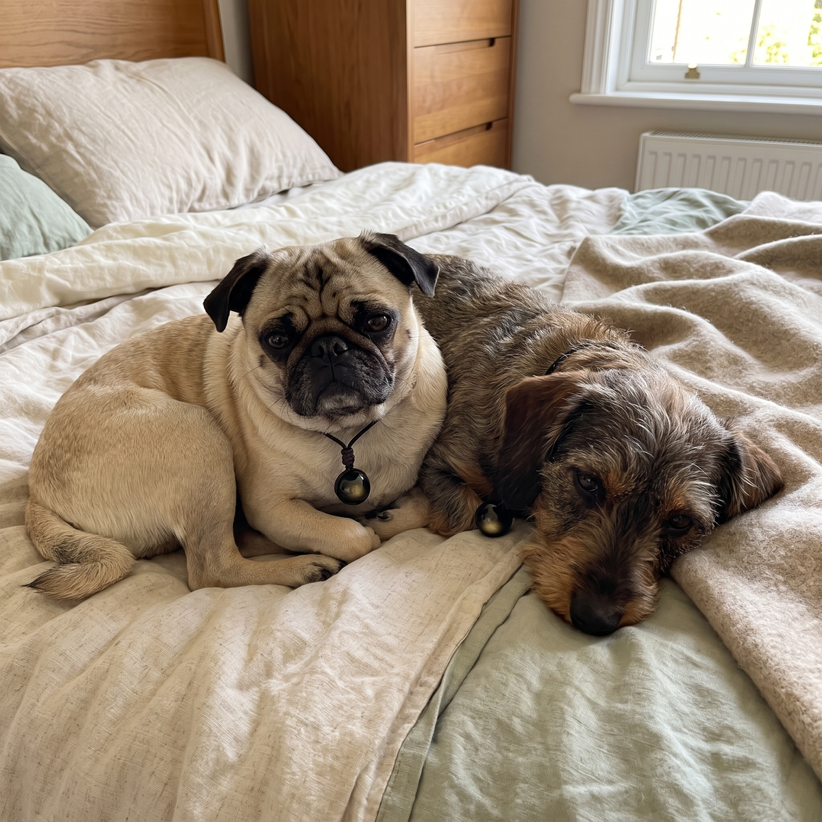 Peggy and Moss on the bed